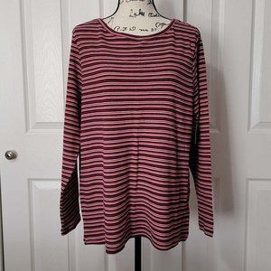 Women's Basic Editions XL Stripped Long Sleeve Knit Thermal Top *NWT*